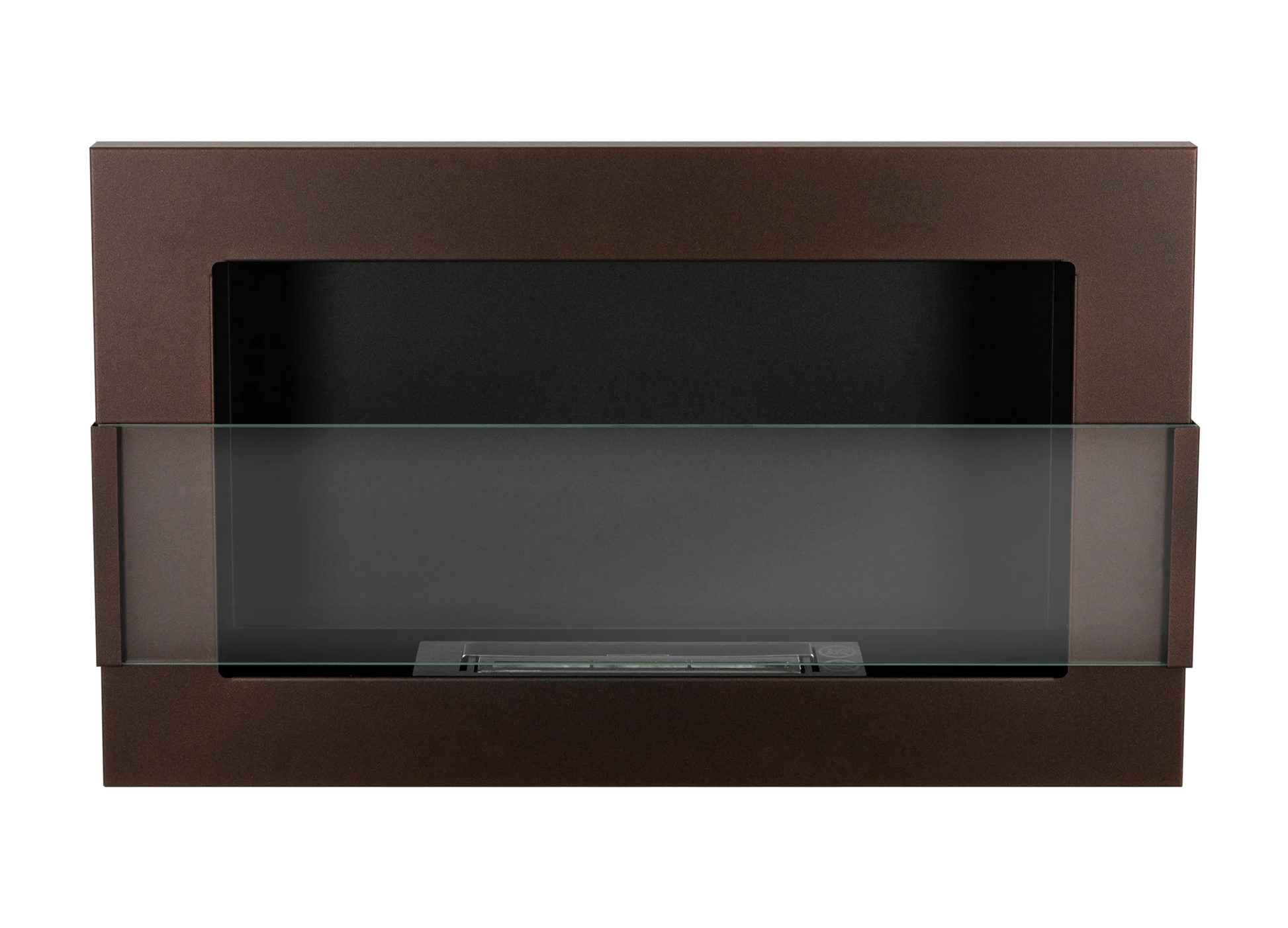 Wand-Biokamin mit Glas 650x400 Bronze Strukturiert Matt - IgnisLumina.ch