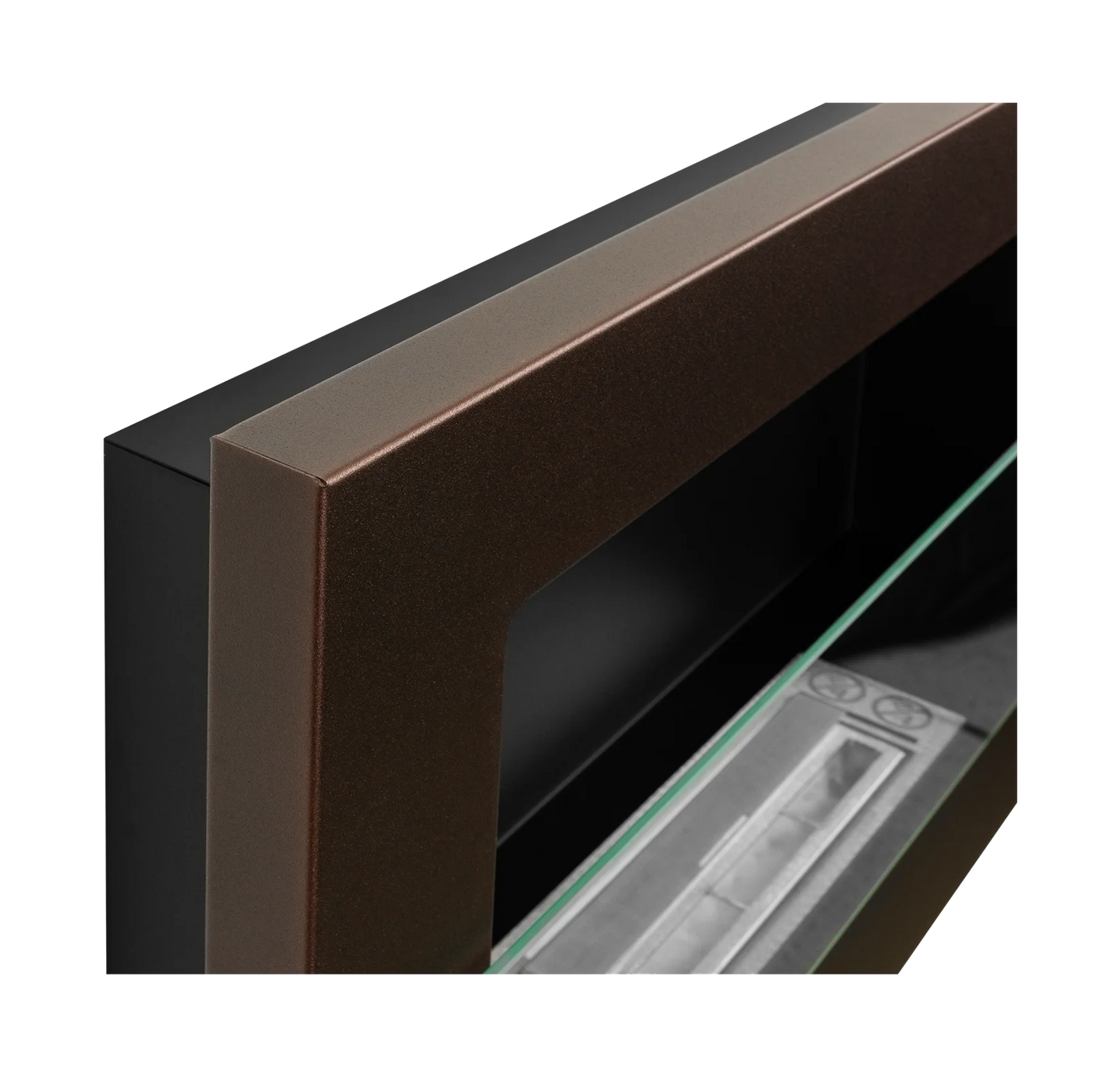 Wand-Biokamin mit Glas 650x400 Bronze Strukturiert Matt - IgnisLumina.ch