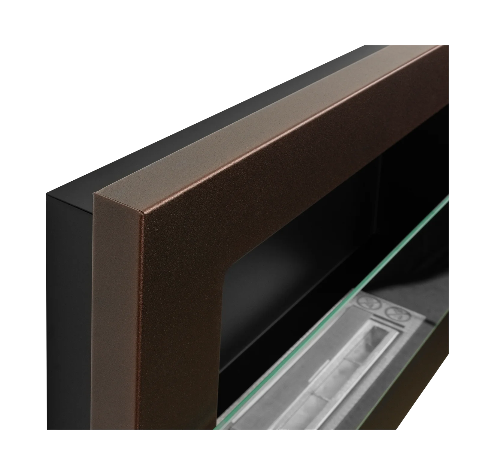 Wand-Biokamin mit Glas 650x400 Bronze Strukturiert Matt - IgnisLumina.ch