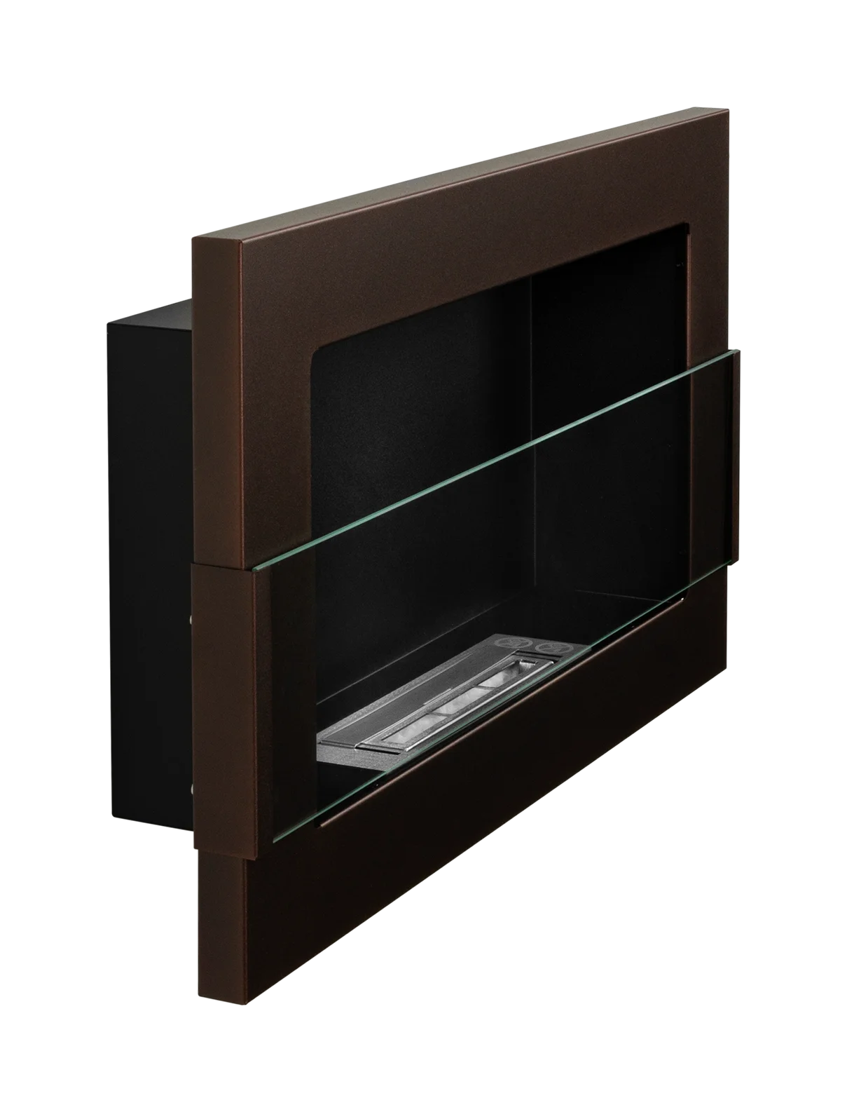 Wand-Biokamin mit Glas 650x400 Bronze Strukturiert Matt - IgnisLumina.ch