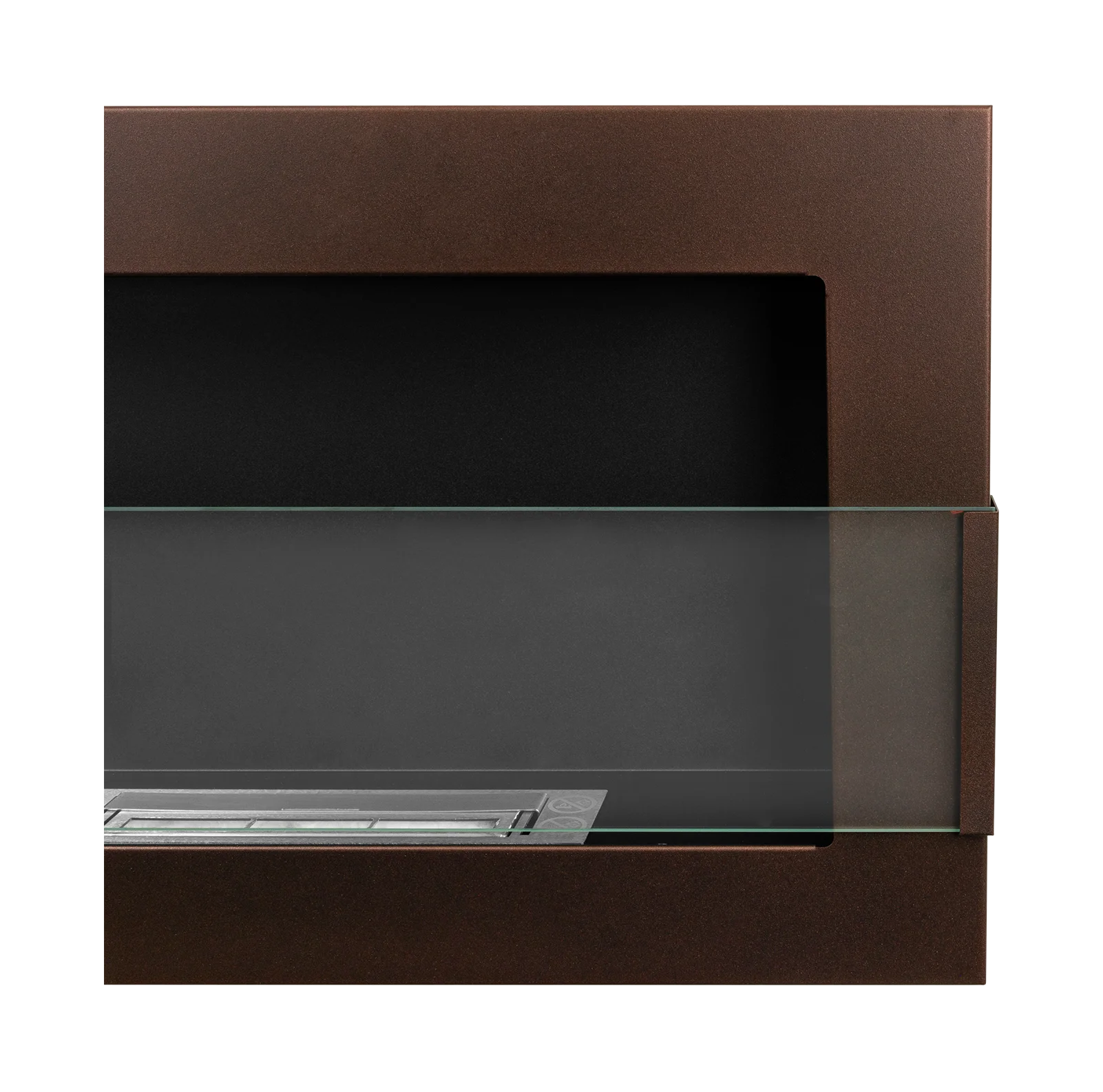 Wand-Biokamin mit Glas 650x400 Bronze Strukturiert Matt - IgnisLumina.ch