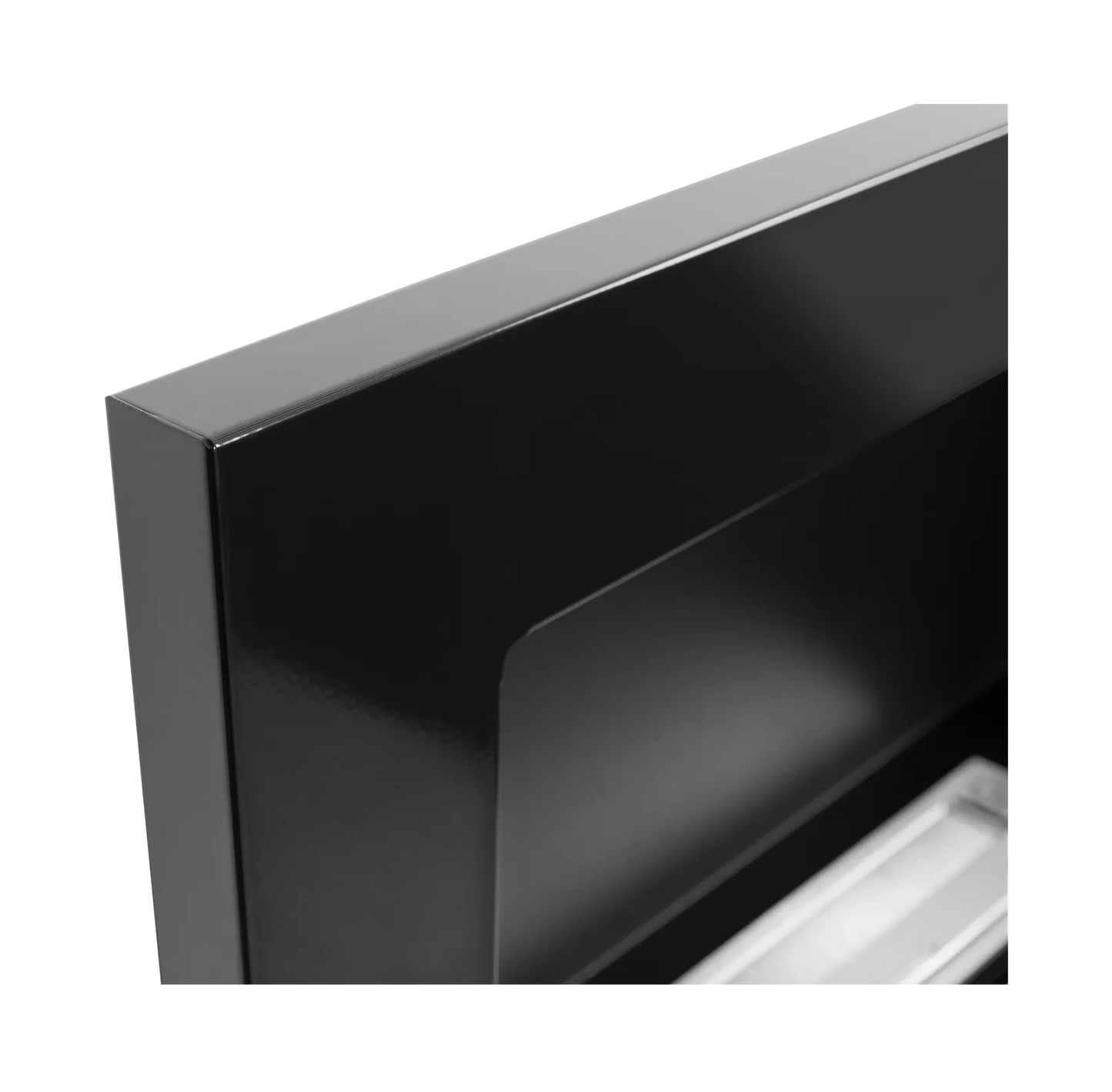 Wand-Biokamin mit Glas 650x400 Schwarz Hochglanz - IgnisLumina.ch