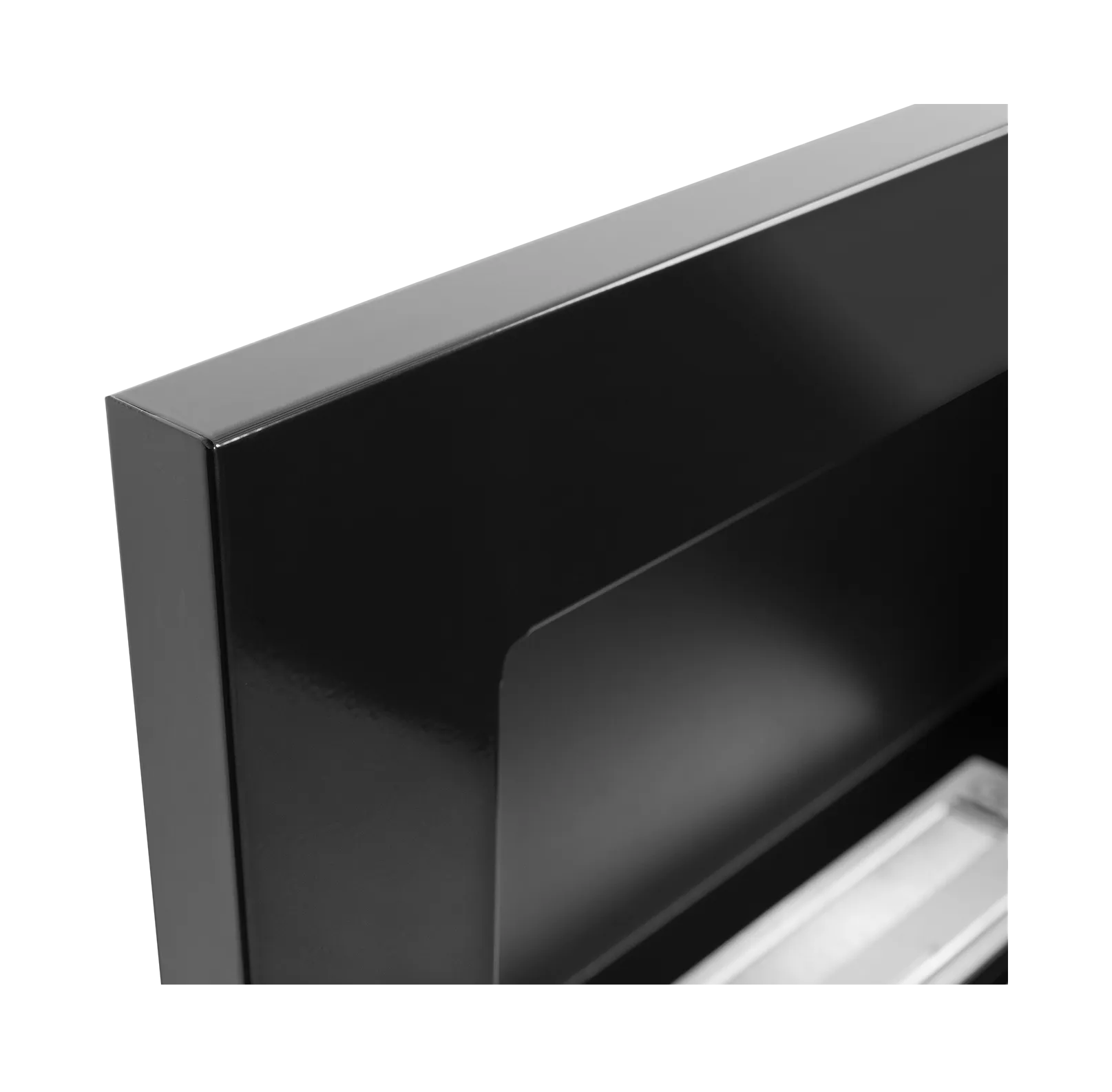 Wand-Biokamin mit Glas 650x400 Schwarz Hochglanz - IgnisLumina.ch