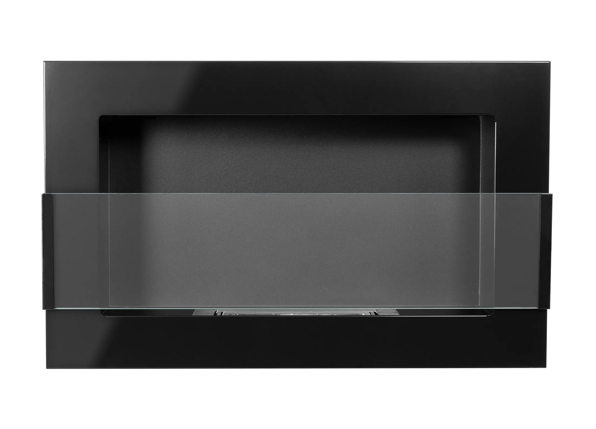 Wand-Biokamin mit Glas 650x400 Schwarz Hochglanz - IgnisLumina.ch