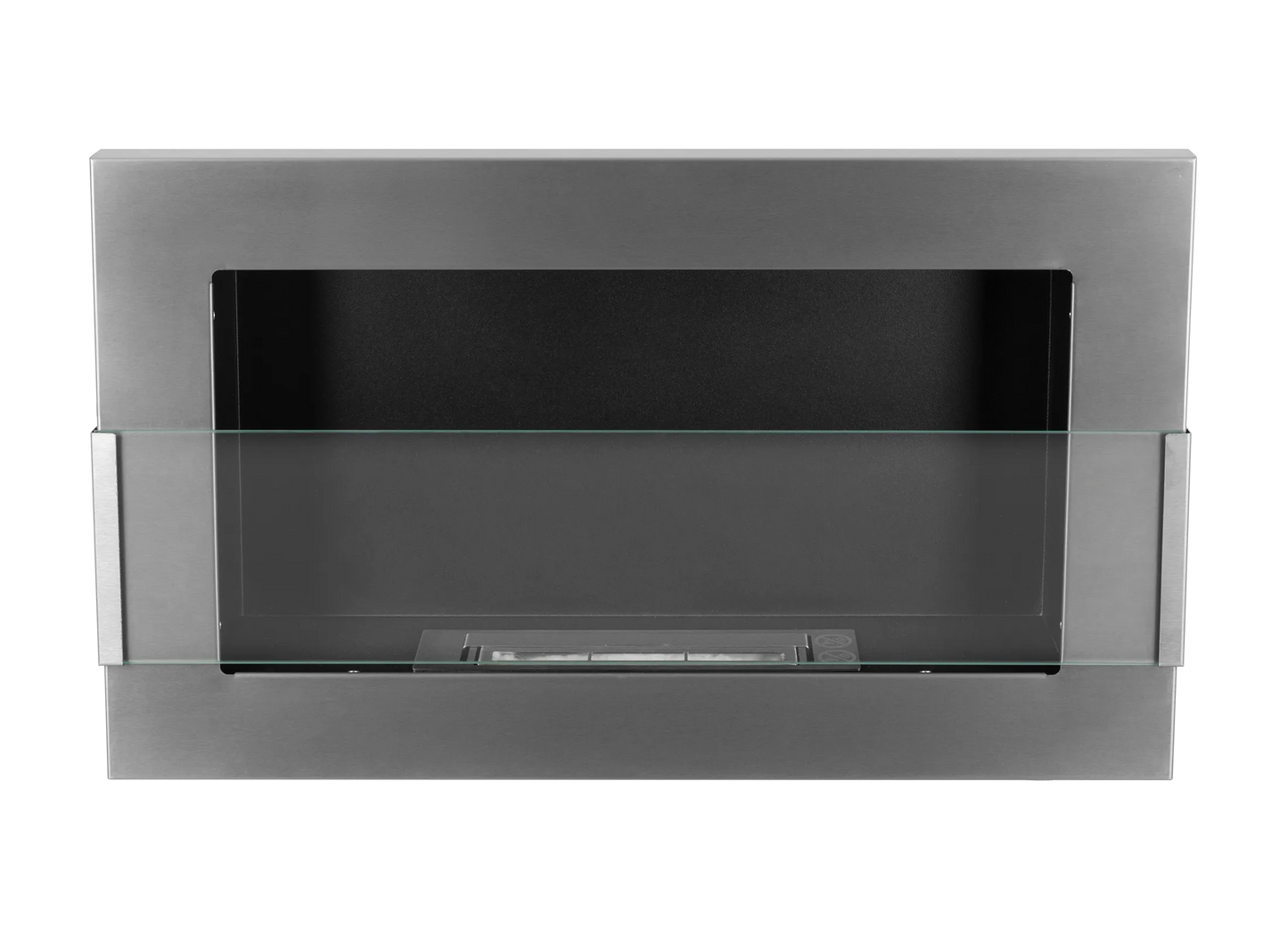 Wand-Biokamin mit Glas 650x400 Inox - IgnisLumina.ch