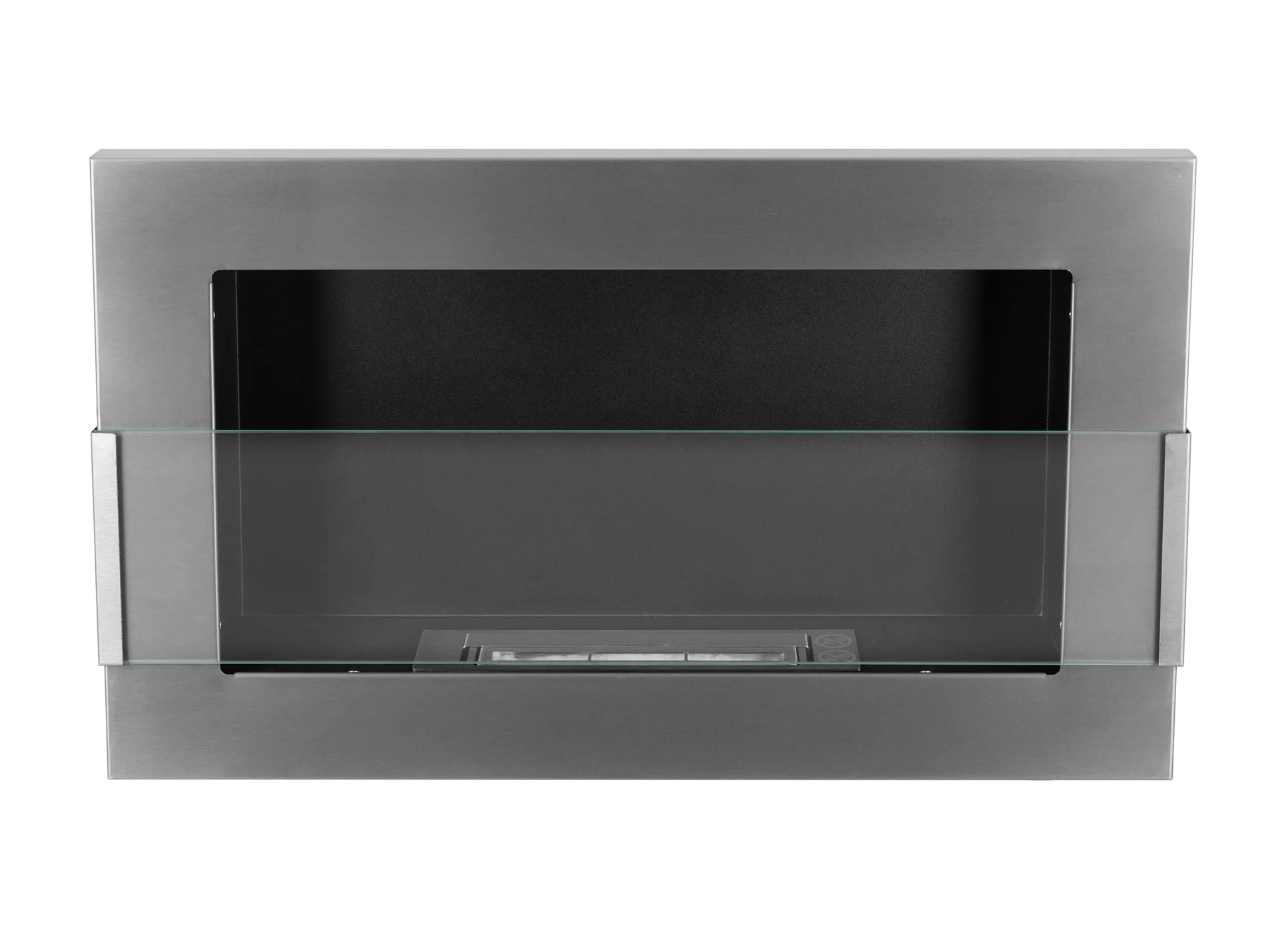 Wand-Biokamin mit Glas 650x400 Inox - IgnisLumina.ch