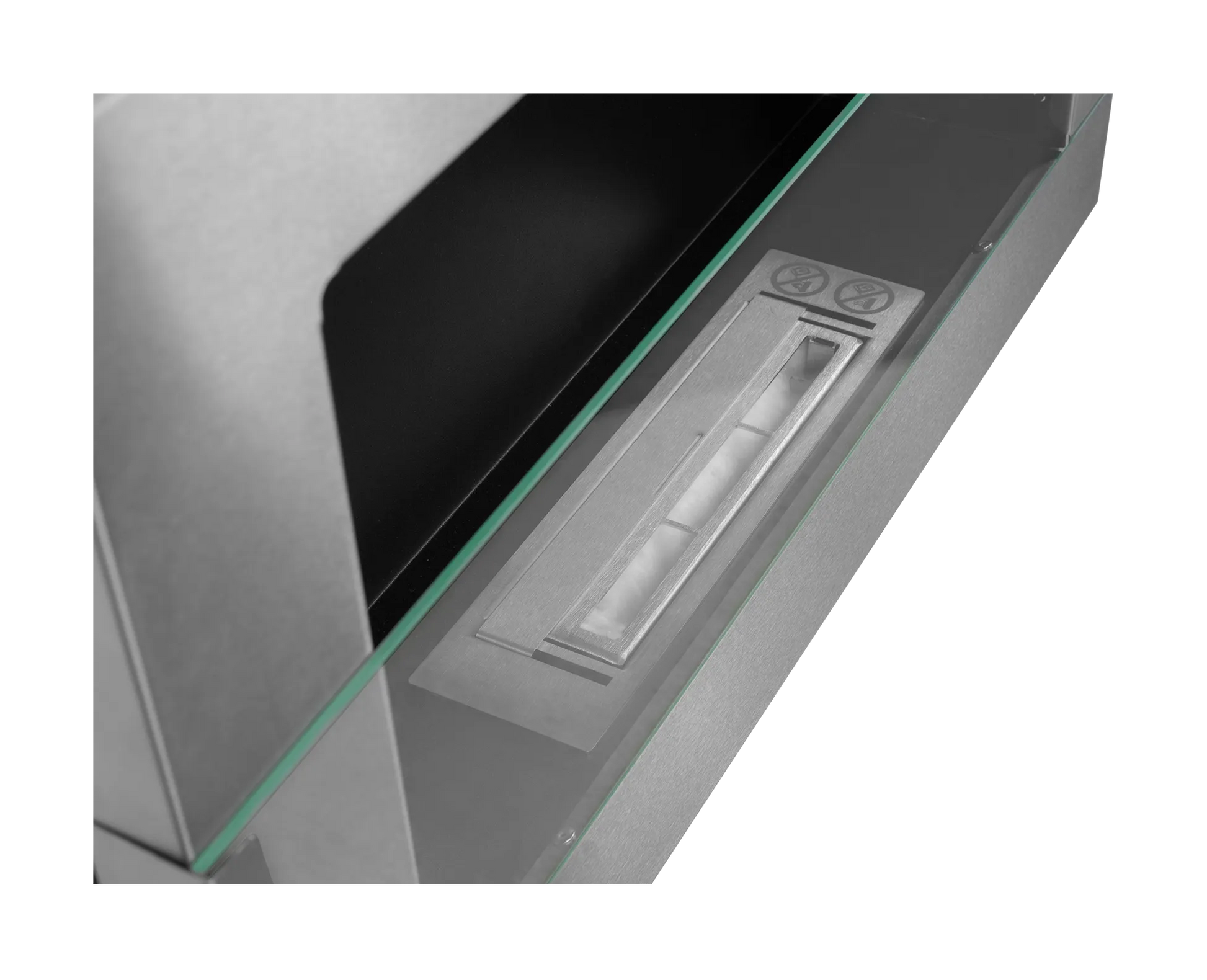 Wand-Biokamin mit Glas 650x400 Inox - IgnisLumina.ch