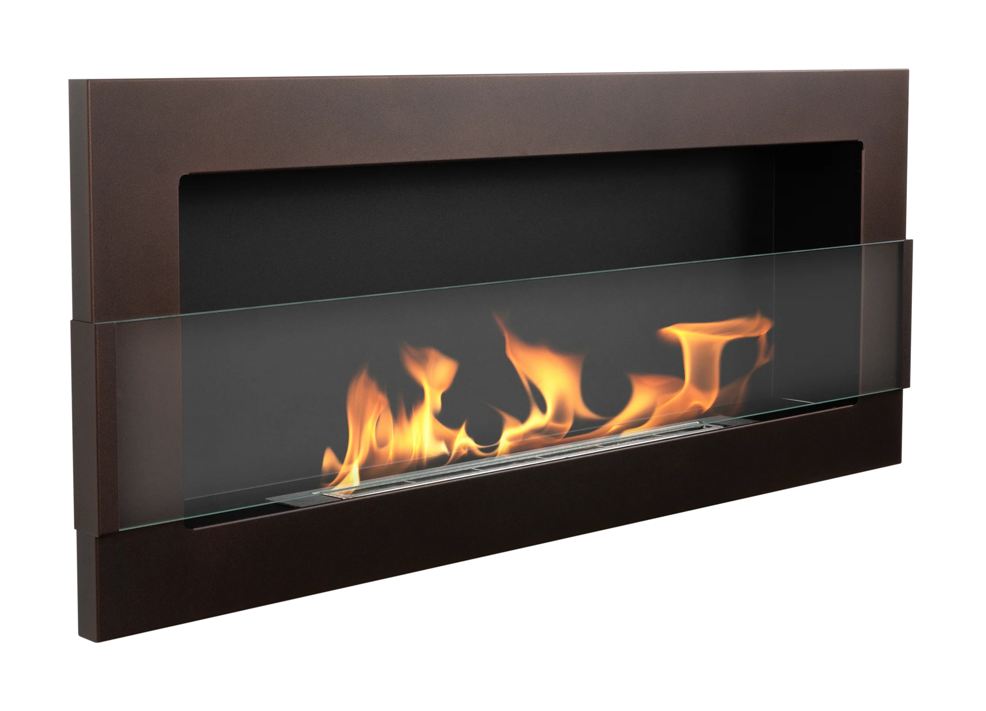 Wand-Biokamin mit Glas 900x400 Bronze - IgnisLumina.ch