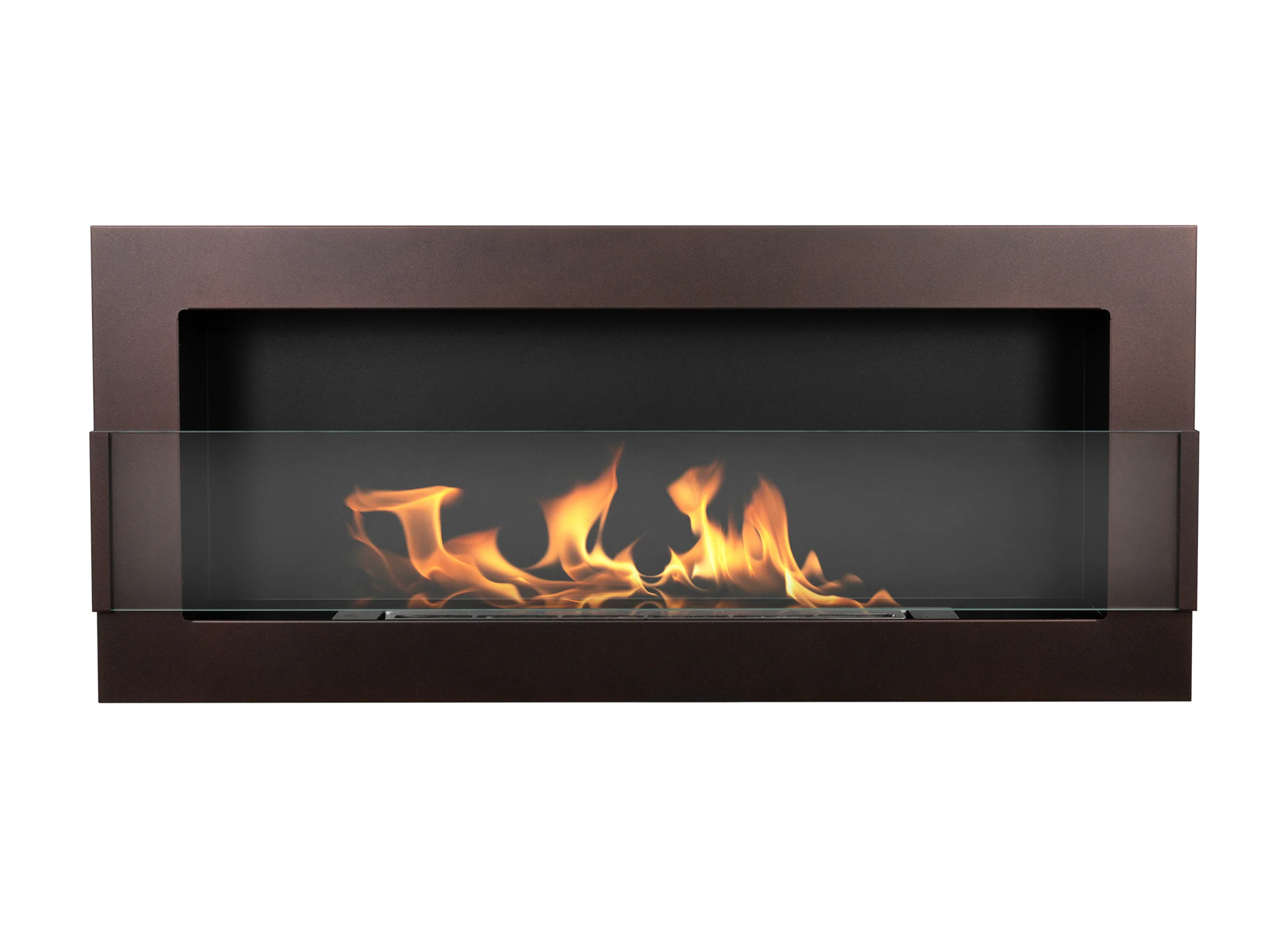 Wand-Biokamin mit Glas 900x400 Bronze - IgnisLumina.ch