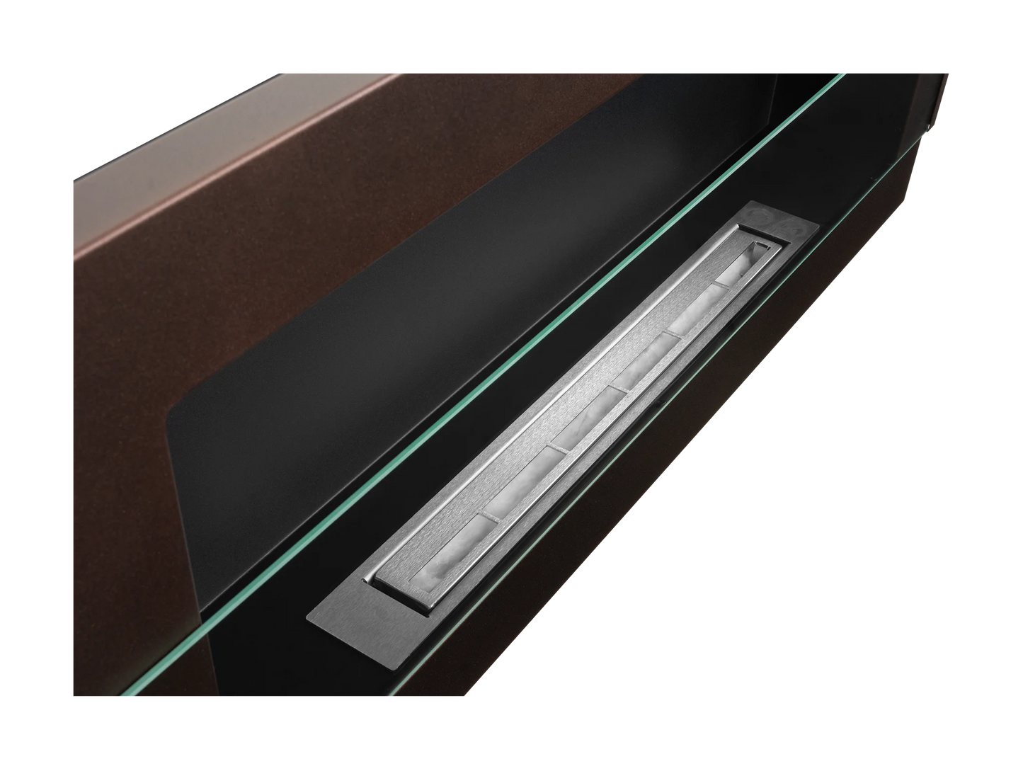 Wand-Biokamin mit Glas 900x400 Bronze - IgnisLumina.ch