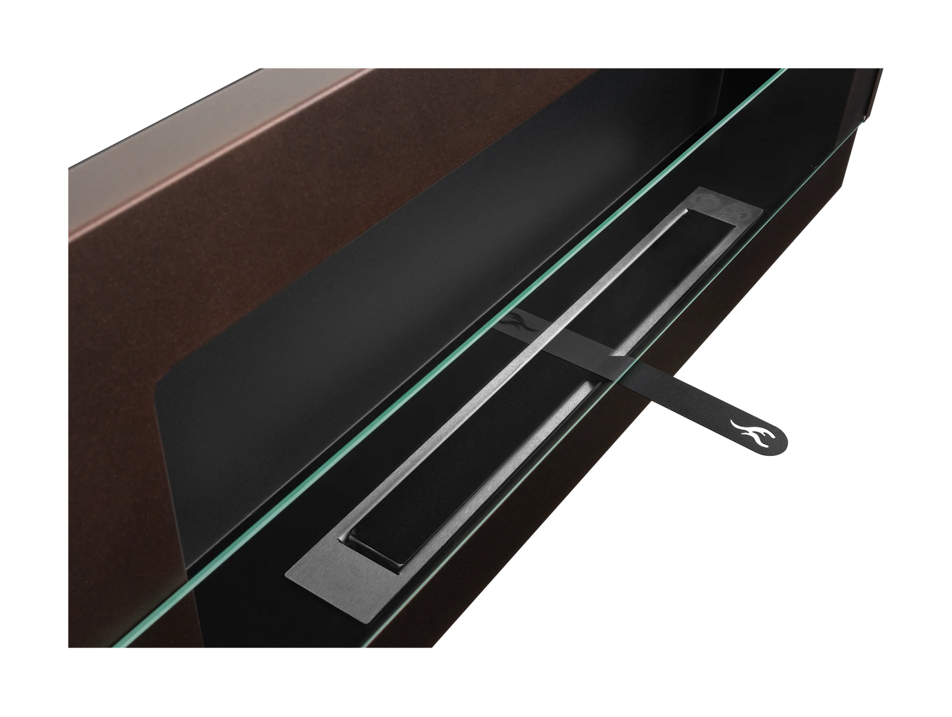 Wand-Biokamin mit Glas 900x400 Bronze - IgnisLumina.ch