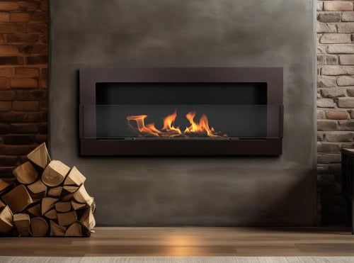 Wand-Biokamin mit Glas 900x400 Bronze - IgnisLumina.ch