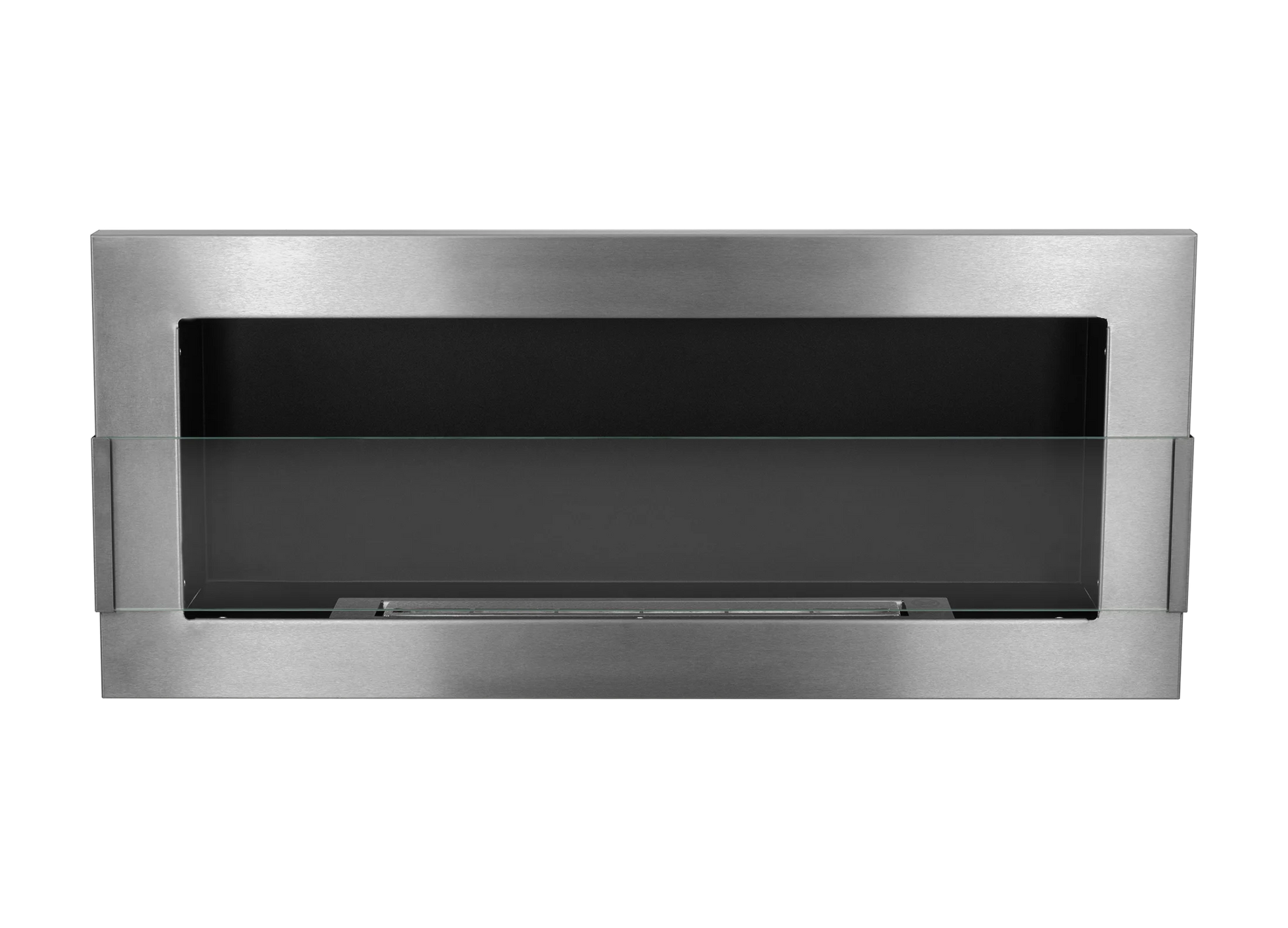 Wand-Biokamin mit Glas 900x400 Inox - IgnisLumina.ch