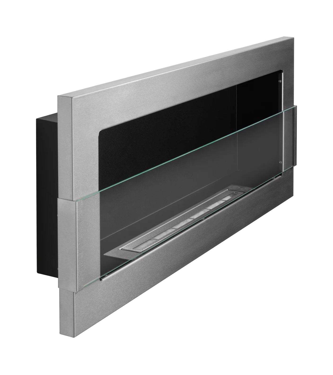 Wand-Biokamin mit Glas 900x400 Inox - IgnisLumina.ch