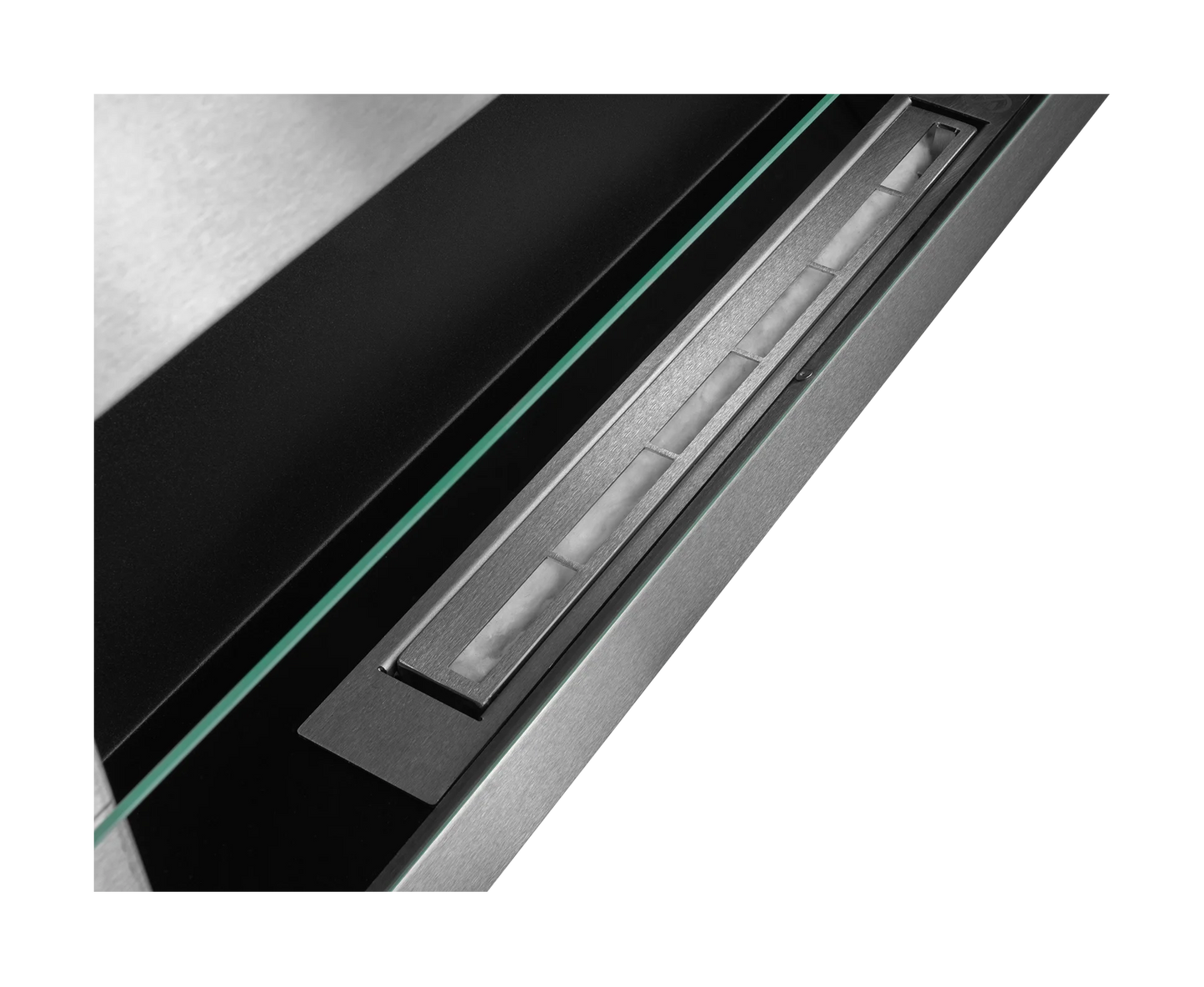 Wand-Biokamin mit Glas 900x400 Inox - IgnisLumina.ch