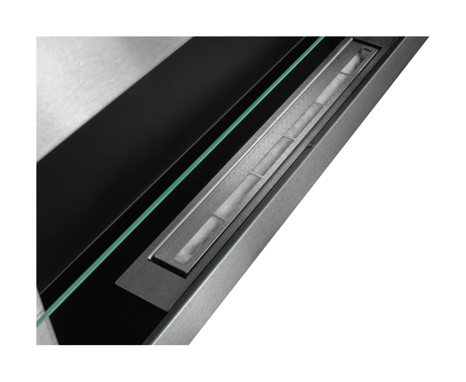 Wand-Biokamin mit Glas 900x400 Inox - IgnisLumina.ch