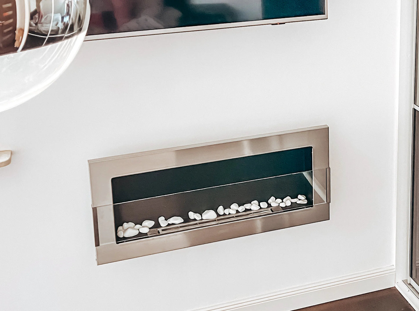 Wand-Biokamin mit Glas 900x400 Inox - IgnisLumina.ch