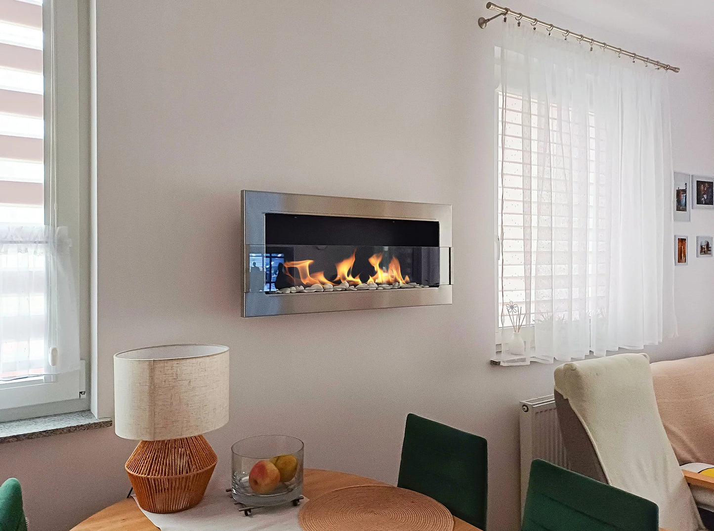 Wand-Biokamin mit Glas 900x400 Inox - IgnisLumina.ch