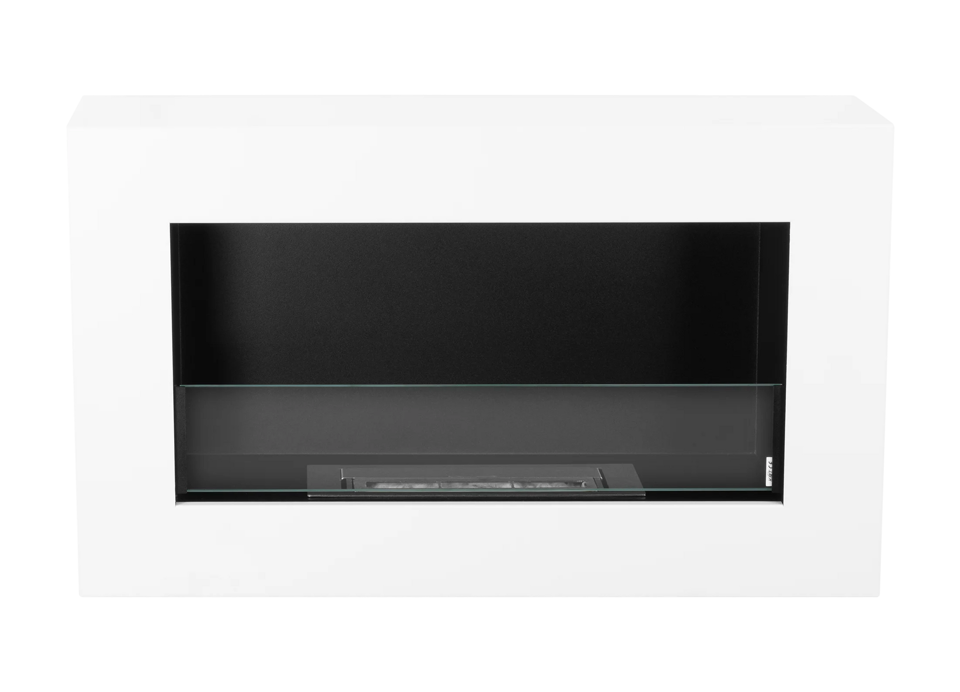 Wand-Biokamin mit Glas 650x400 Box Weiß Strukturiert Matt - IgnisLumina.ch