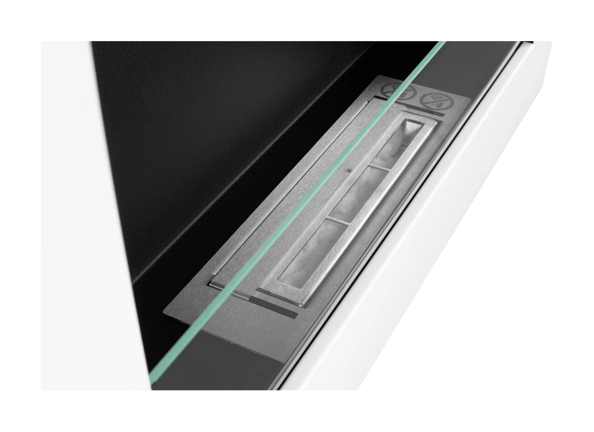 Wand-Biokamin mit Glas 650x400 Box Weiß Strukturiert Matt - IgnisLumina.ch