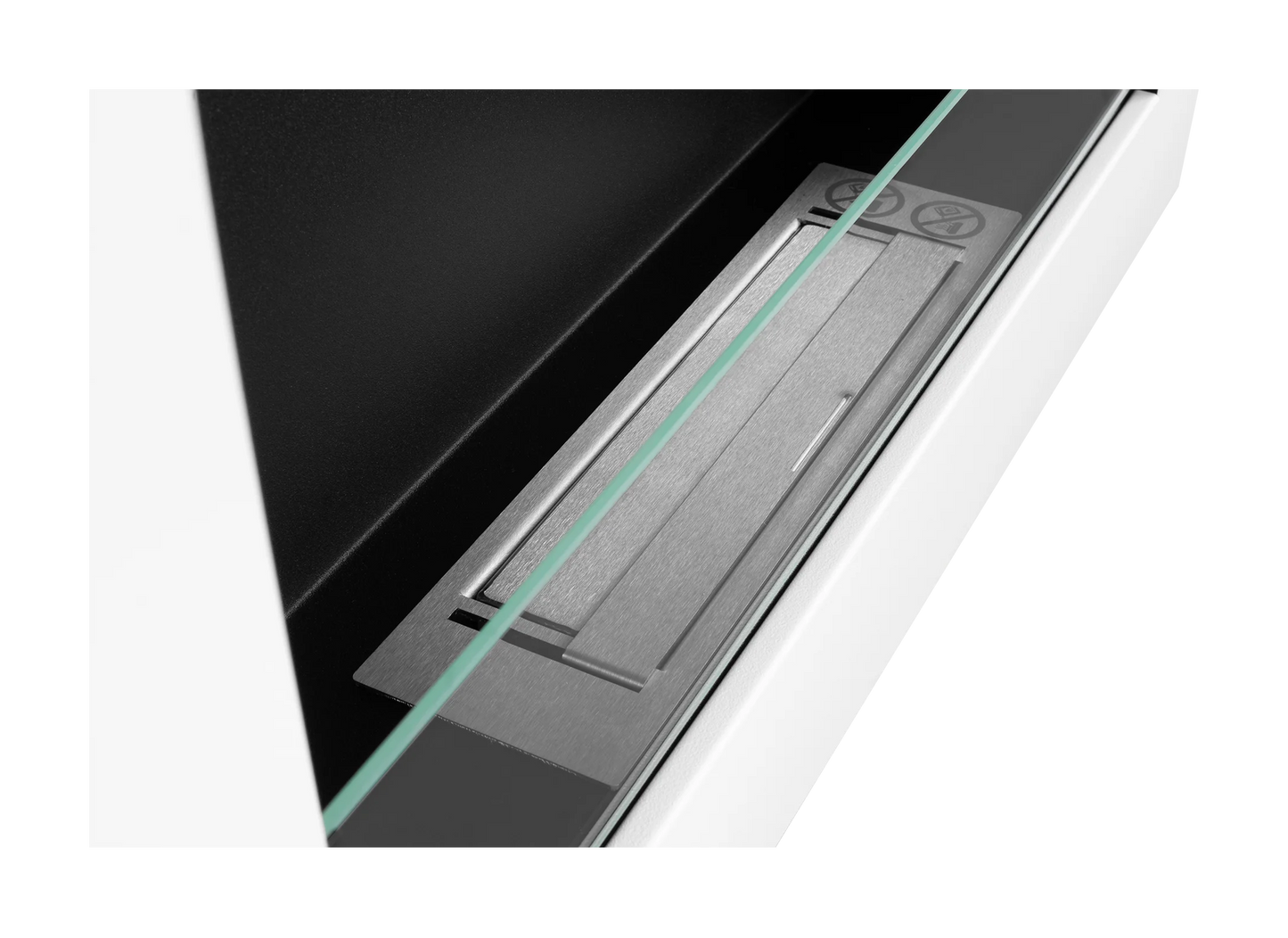 Wand-Biokamin mit Glas 650x400 Box Weiß Strukturiert Matt - IgnisLumina.ch