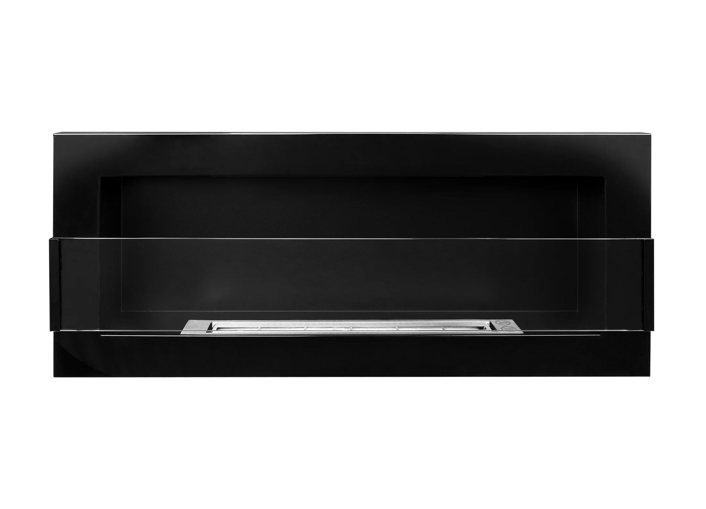 Wand-Biokamin mit Glas 900x400 Schwarz Hochglanz - IgnisLumina.ch