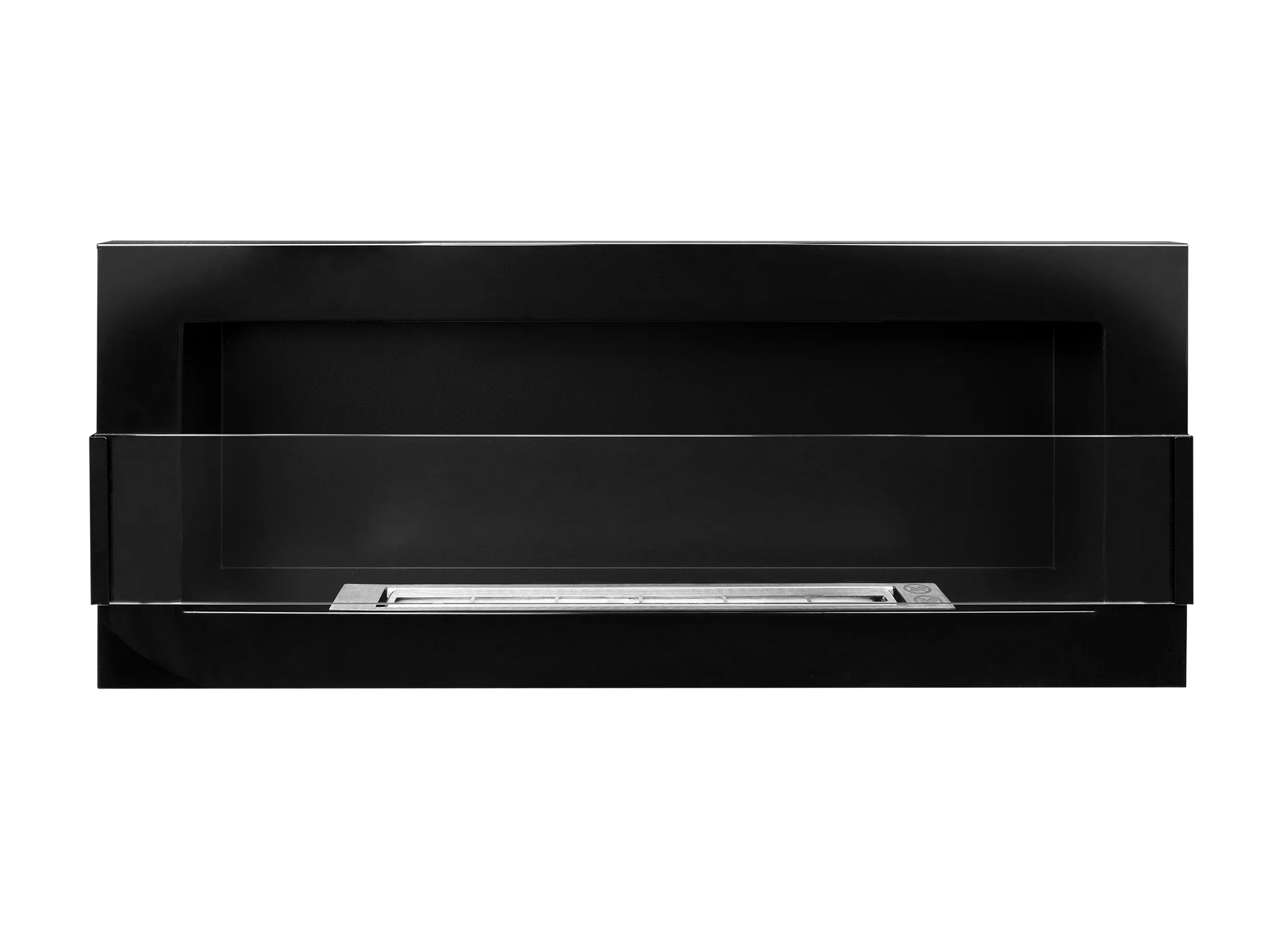 Wand-Biokamin mit Glas 900x400 Schwarz Hochglanz - IgnisLumina.ch