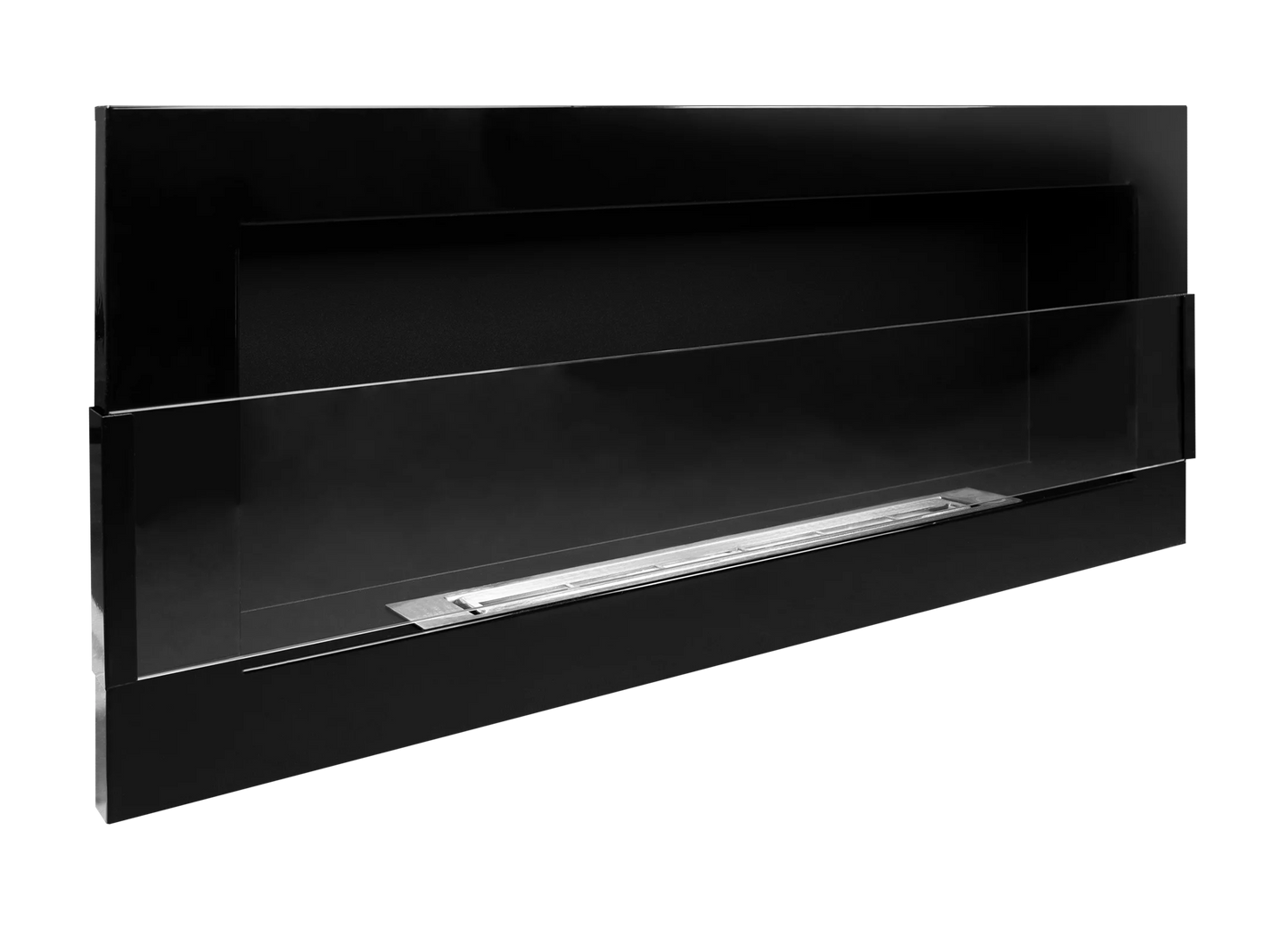 Wand-Biokamin mit Glas 900x400 Schwarz Hochglanz - IgnisLumina.ch
