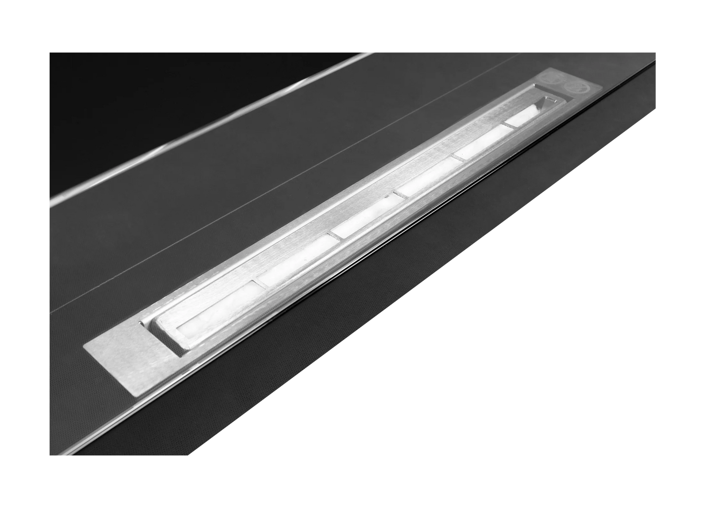 Wand-Biokamin mit Glas 900x400 Schwarz Hochglanz - IgnisLumina.ch