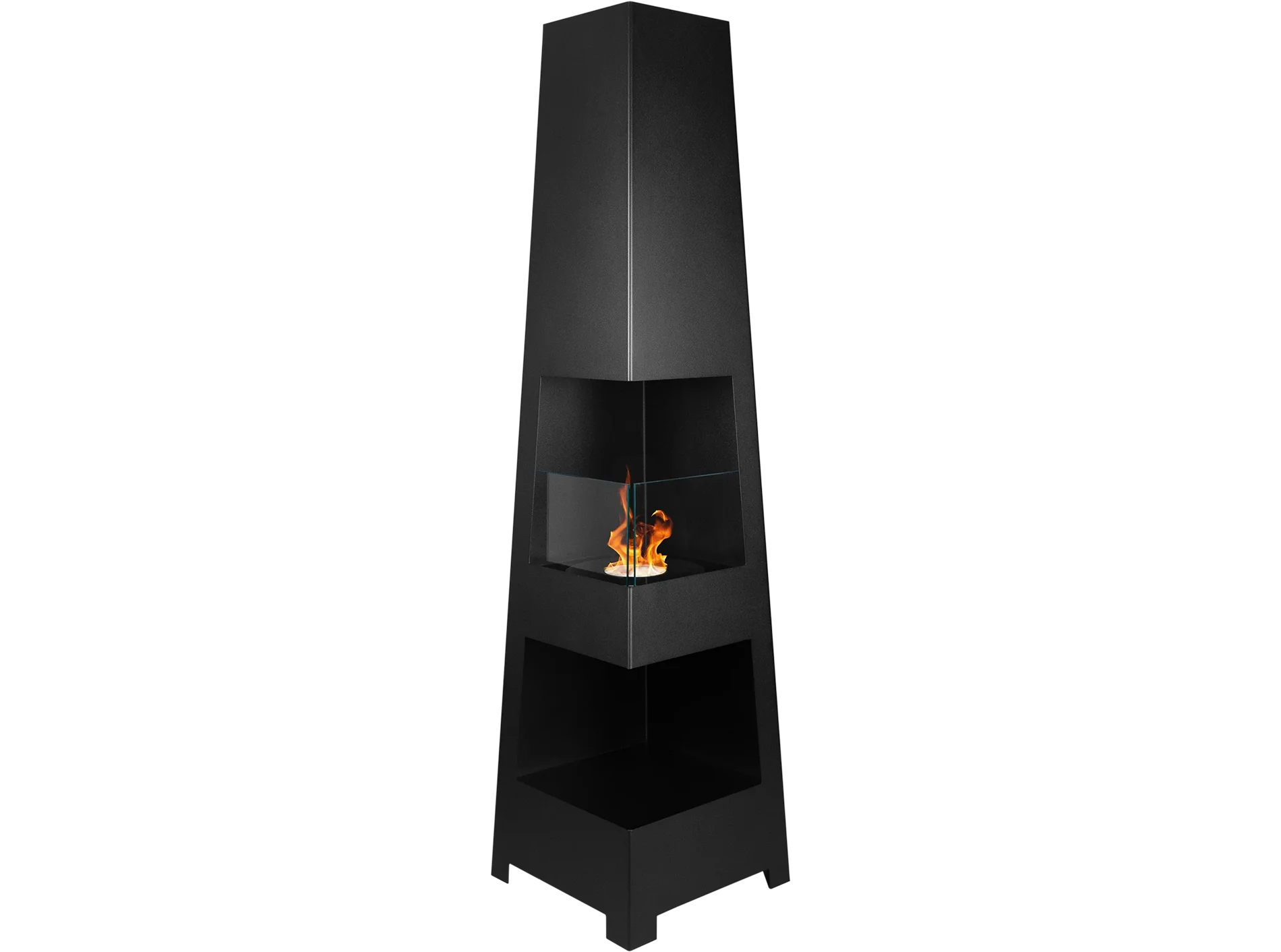 Biokamin Stand Pyramid Garden Schwarz Matt - IgnisLumina.ch