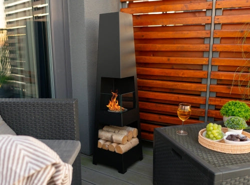 Biokamin Stand Pyramid Garden Schwarz Matt - IgnisLumina.ch