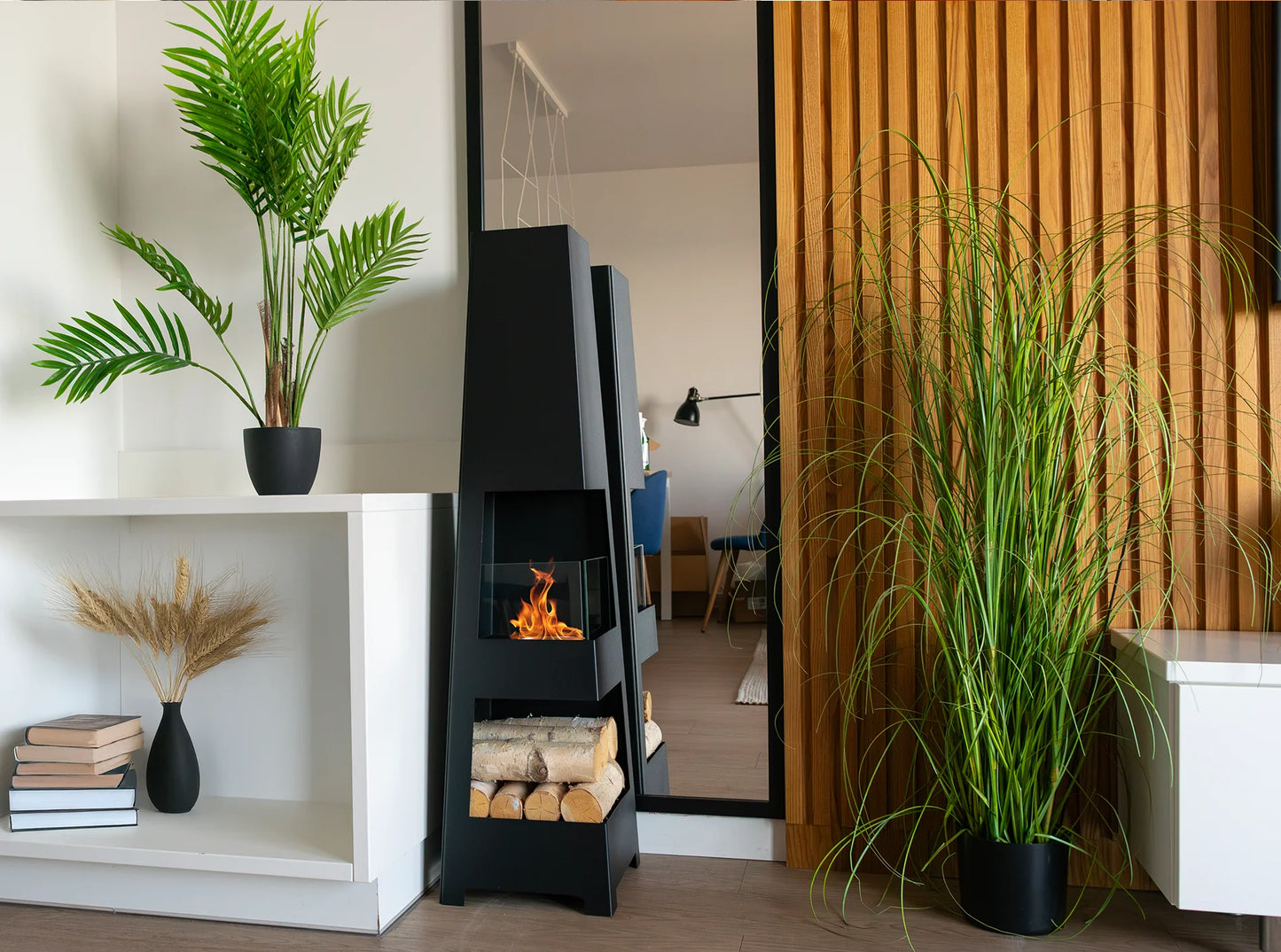 Biokamin Stand Pyramid Garden Schwarz Matt - IgnisLumina.ch