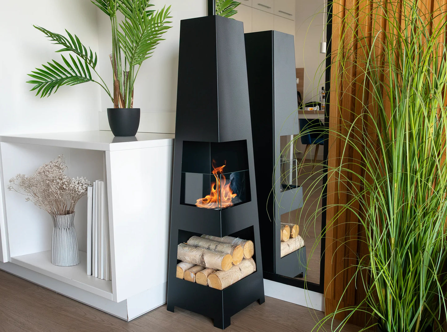 Biokamin Stand Pyramid Garden Schwarz Matt - IgnisLumina.ch