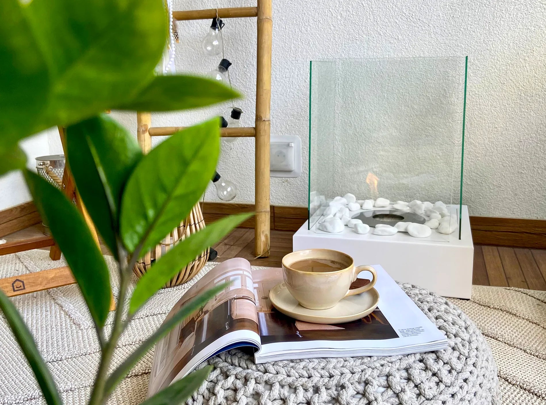 Biokamin Stand Sunset Garden Weiß - IgnisLumina.ch