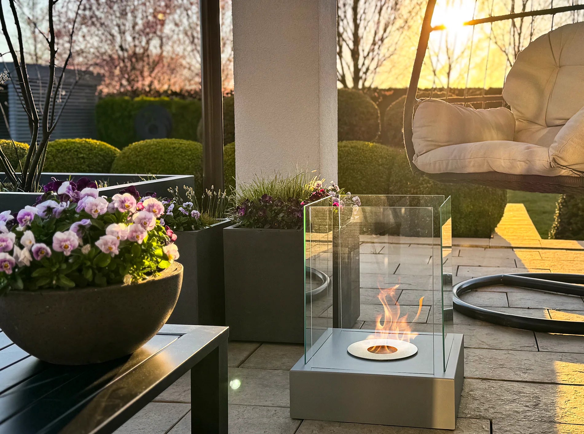 Biokamin Stand Sunset Garden Grau - IgnisLumina.ch