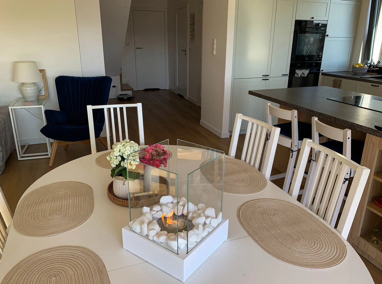 Biokamin Stand Sunset Garden Mini Weiß Matt - IgnisLumina.ch