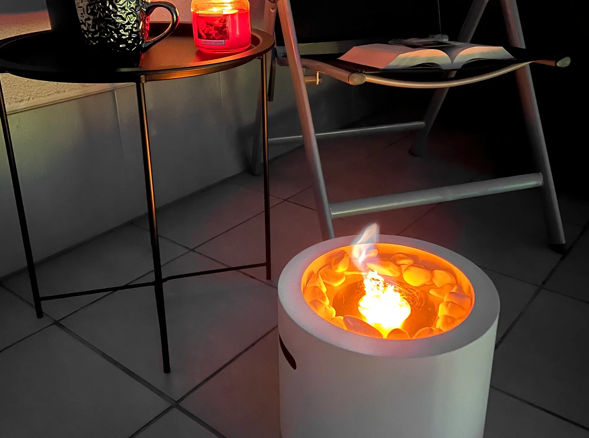 Biokamin Stand Moon Mini Weiß Matt - IgnisLumina.ch