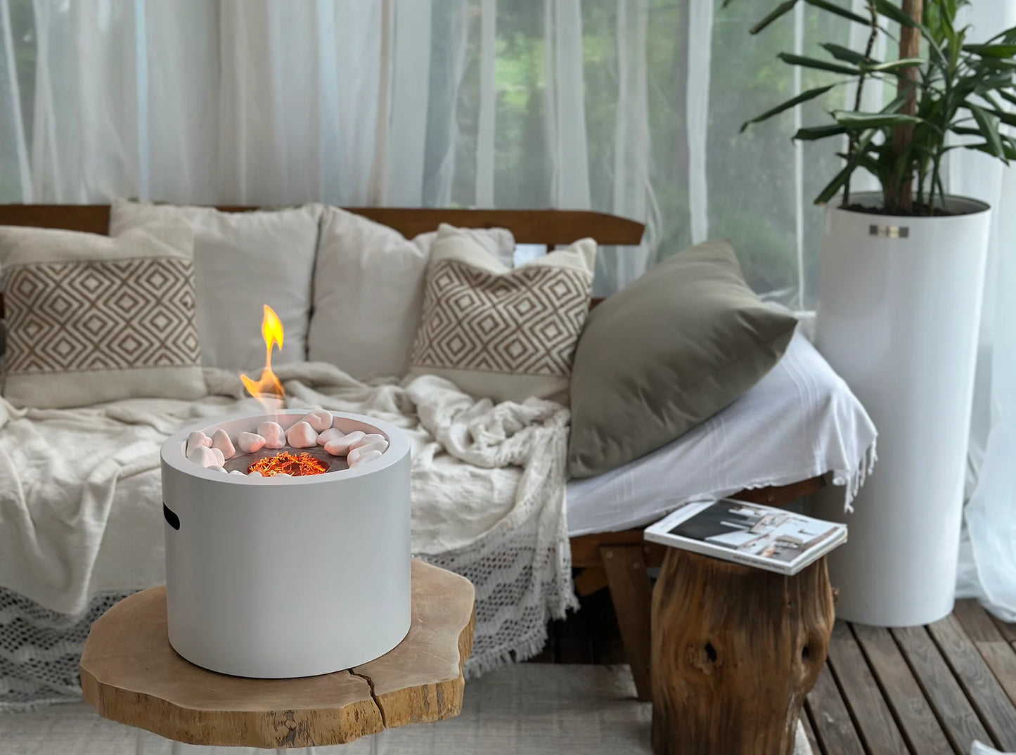 Biokamin Stand Moon Mini Weiß Matt - IgnisLumina.ch