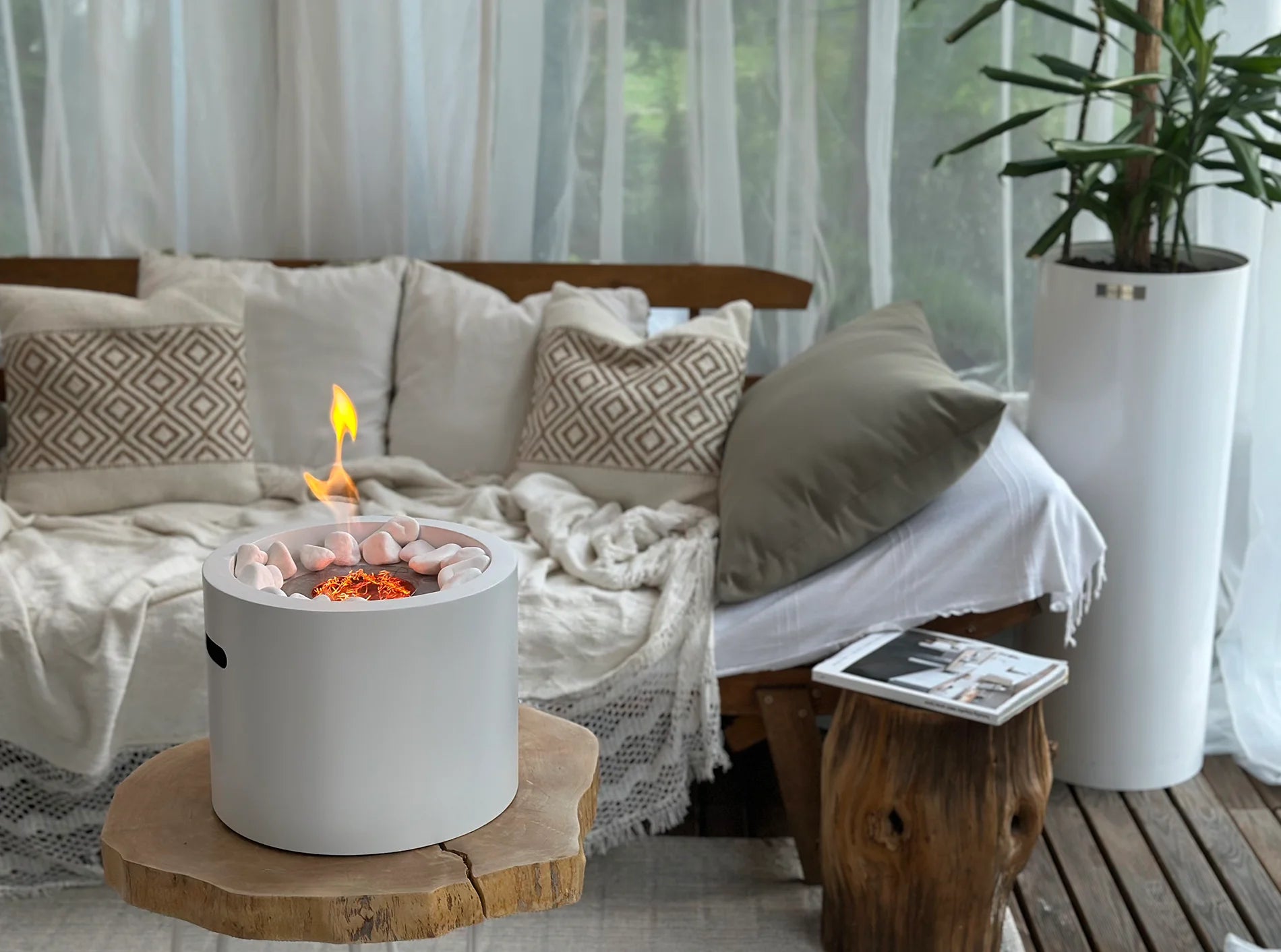 Biokamin Stand Moon Mini Weiß Matt - IgnisLumina.ch