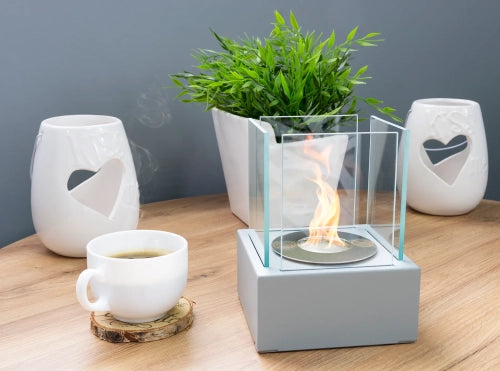 Biokamin Stand Smart Grau Strukturiert Matt - IgnisLumina.ch