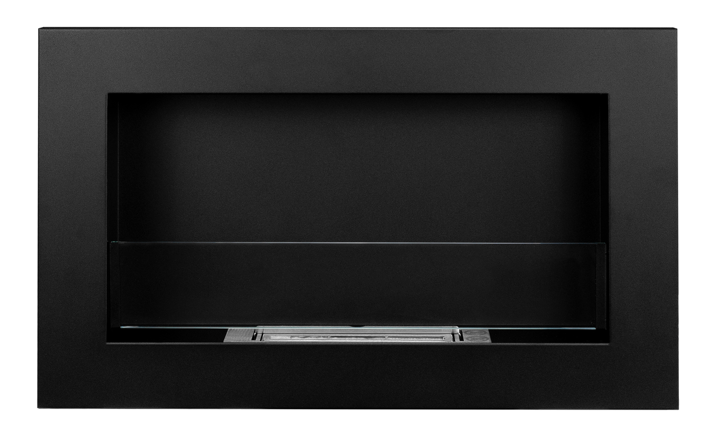 Biokamin 650x400 Slim Schwarz mit Glas - IgnisLumina.ch