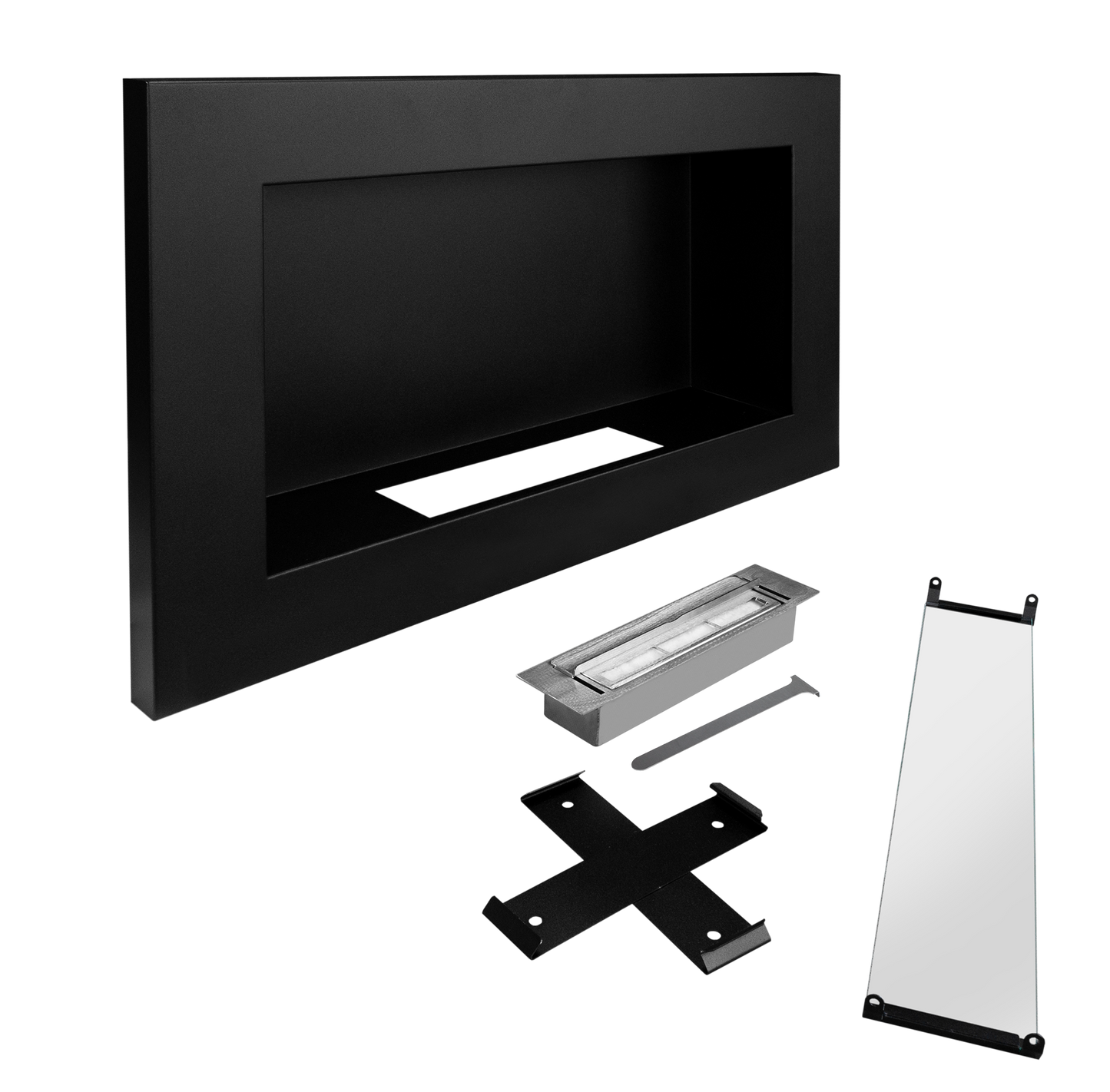 Biokamin 650x400 Slim Schwarz mit Glas - IgnisLumina.ch