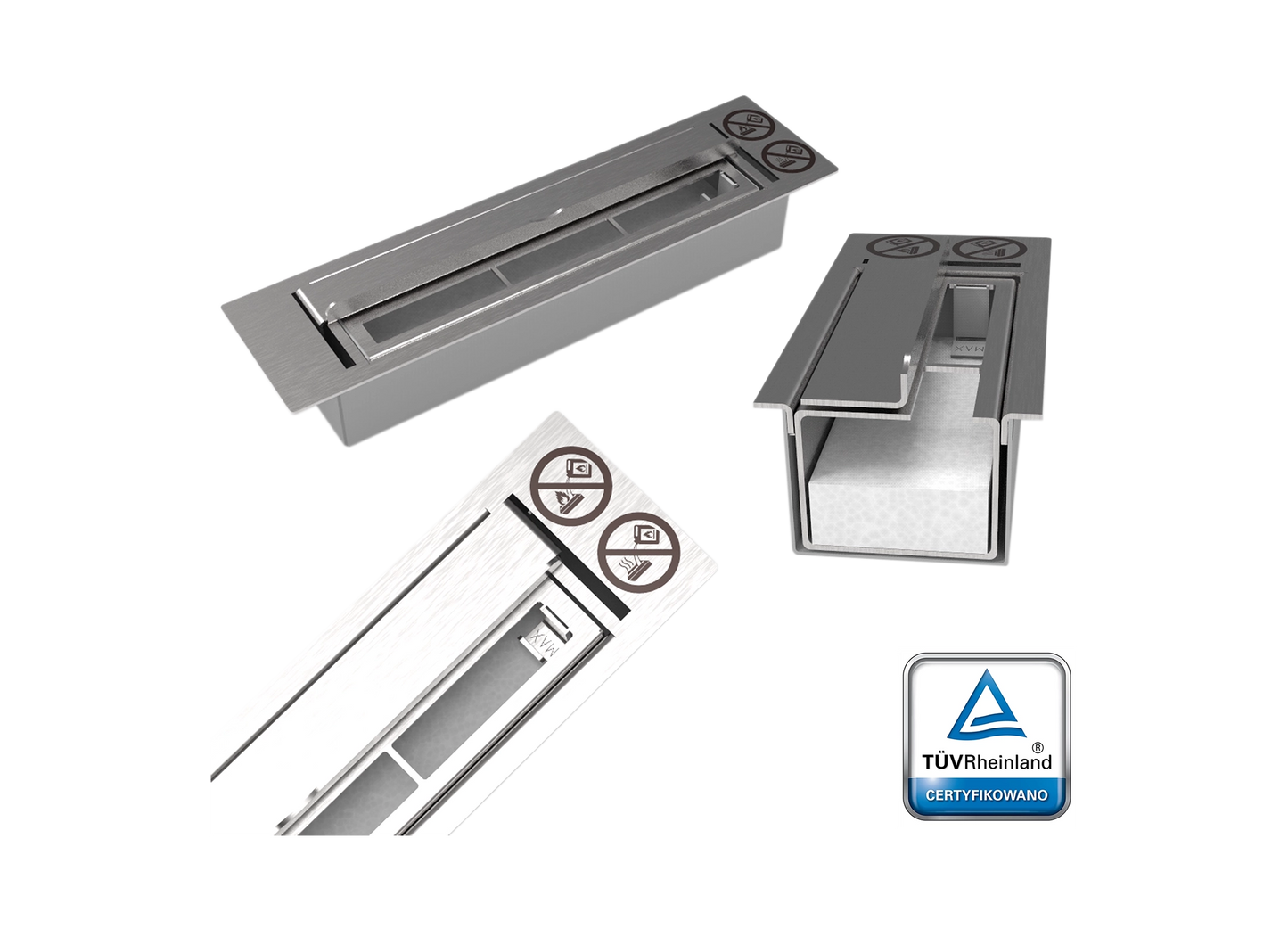 Wand-Biokamin 650x400 Schwarz Strukturiert Matt - IgnisLumina.ch