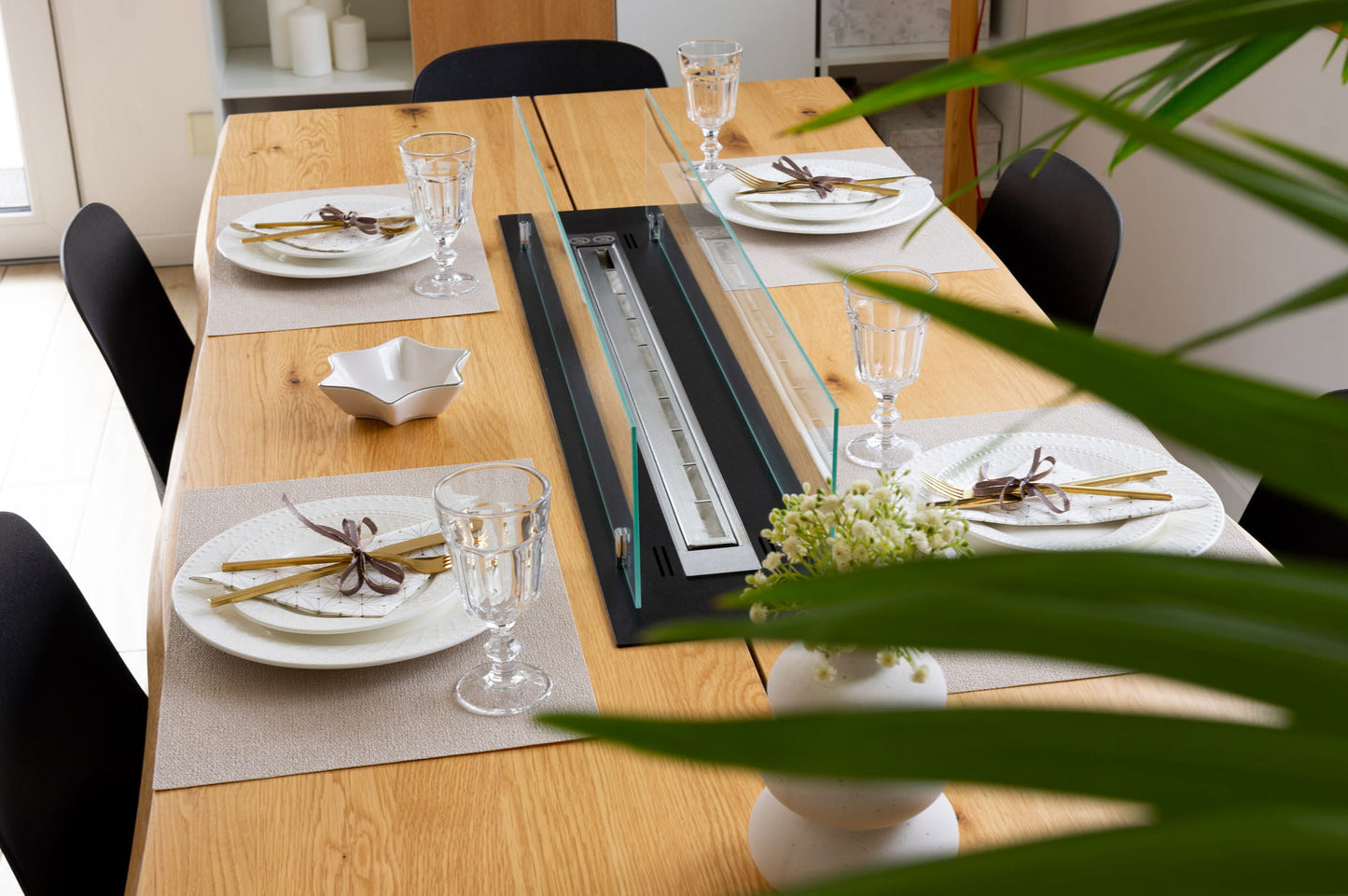 Einbau-Biokamin Einsatz 100 cm Schwarz Matt mit Glas - IgnisLumina.ch