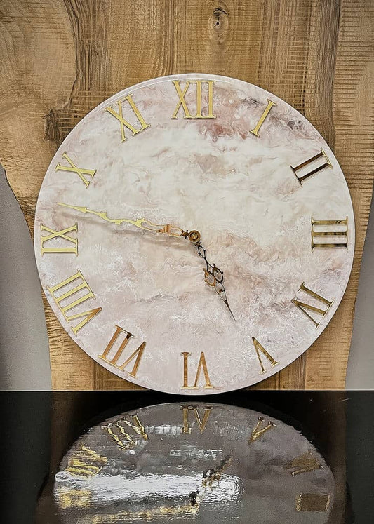LUMINA Rosa Marmor – Epoxidharz Wanduhr Luxury Edition | IgnisLumina.ch