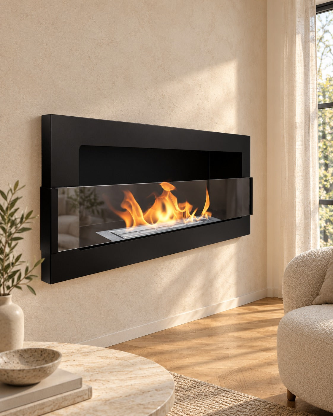 LUMINA Flammen 900 – Wall-mounted bioethanol fireplace