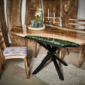 LUMINA Emerald Shore – Walnut & Epoxy Resin Dining Table