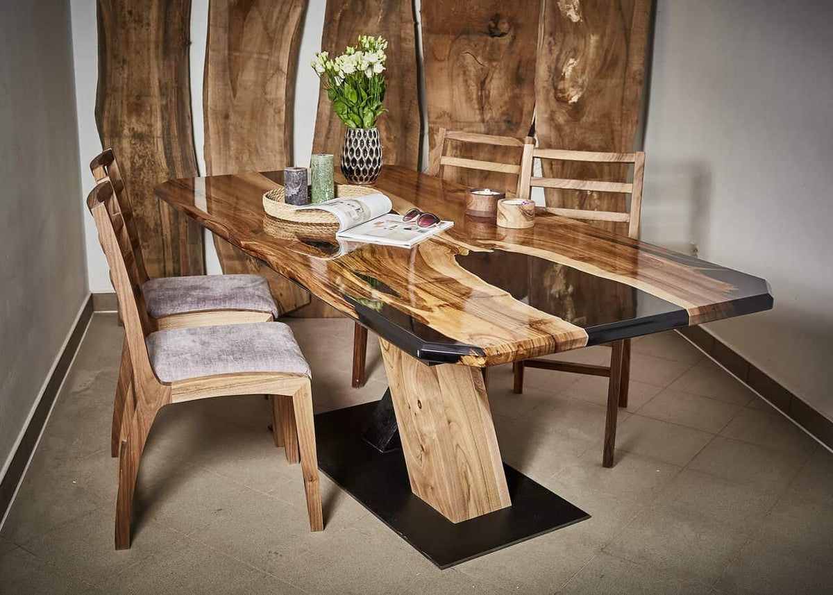 LUMINA Harmonie – Table à manger en noyer et résine époxy