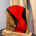 LUMINA Rote Flamme – Tischleuchte aus Nussbaum & Epoxidharz