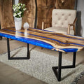LUMINA Blauer Fluss – Couchtisch aus Nussbaum & Epoxidharz